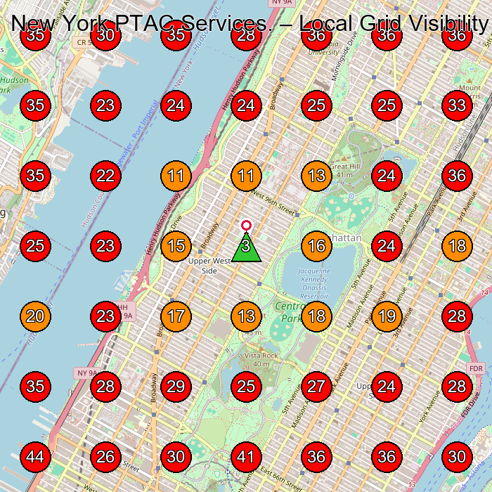 New York PTAC Services. GeoGrid visibility map for Hvac Contractor in New York